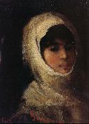 Nicolae Grigorescu Girl with White Veil oil painting reproduction